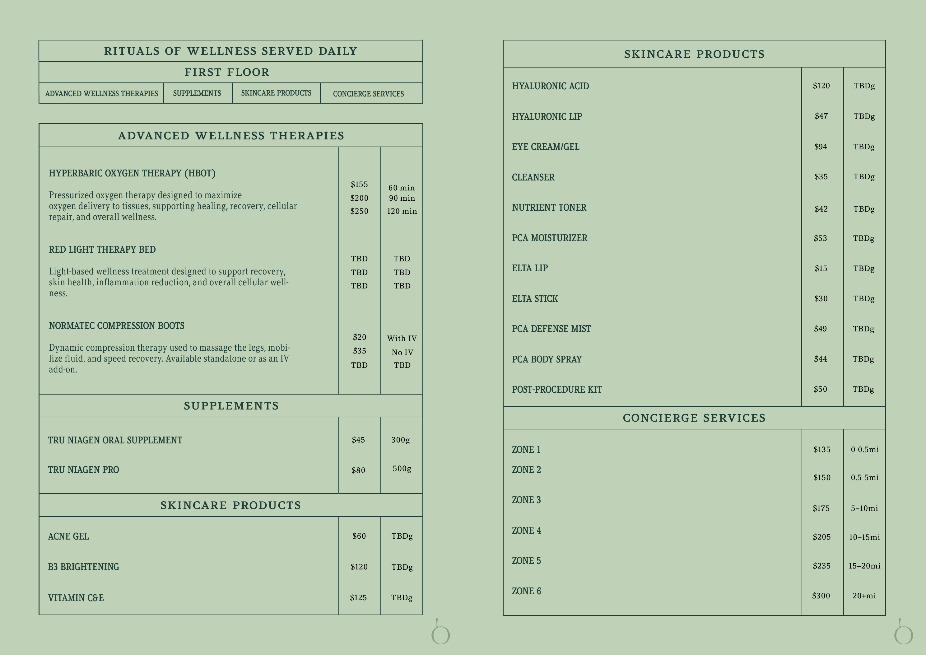 Menu / ground + first floor. artwork
